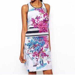 CLOVER CANYON Santorini Stripe Neoprene Scuba  Sleeveless Sheath Dress P3076